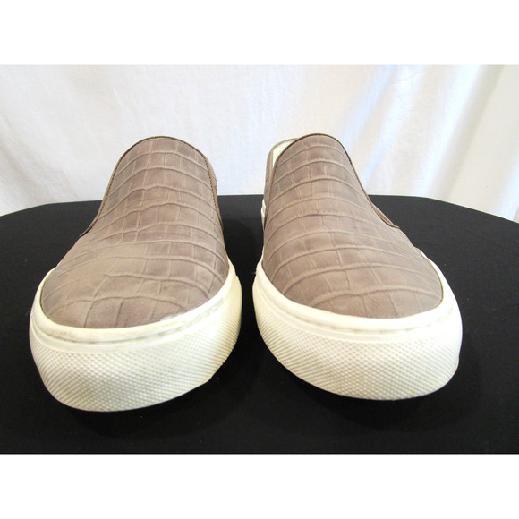EUC! Del Toro Italy Taupe Brown Croco Embossed Leather Slip  display picture 2